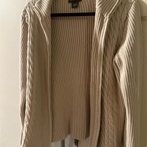 Eddie Bauer Beige Cable Knit Cardigan